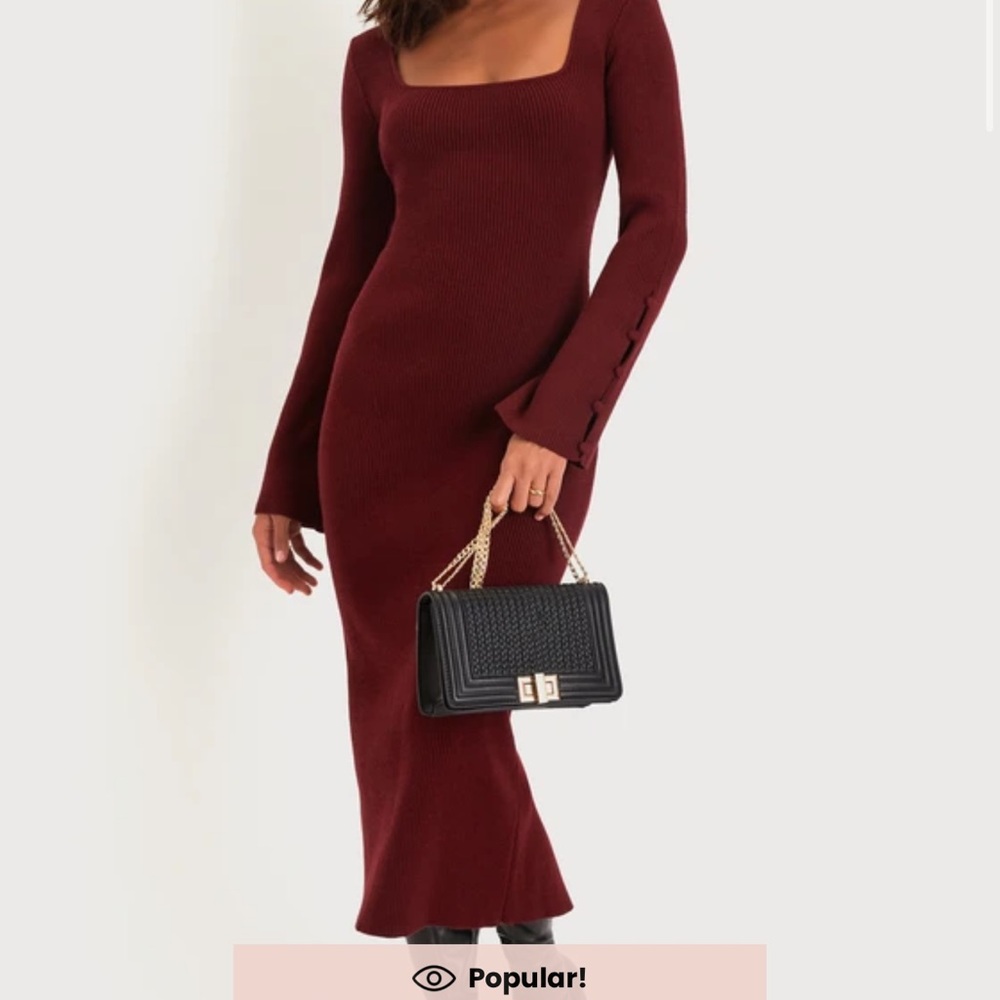 Lulu's Chic Black  Long Sleeve Sweater Dress